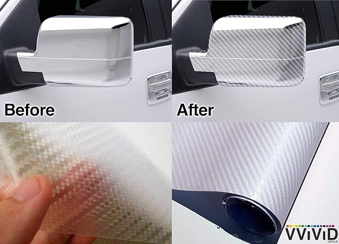 VViViD Clear Transparent Dry Carbon Fibre Vinyl Wrap Twill Weave Adhesive Film DIY Roll (6ft x 5ft)