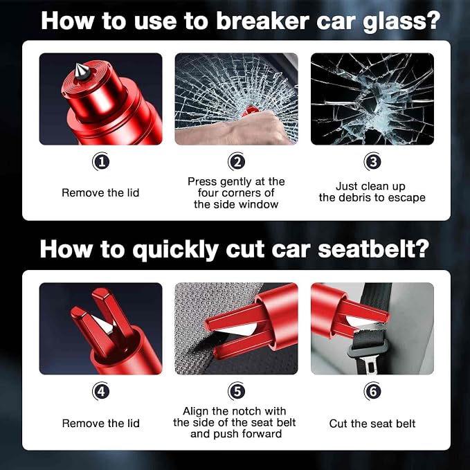 MOTORBUDDY Car Window Breaker Tool, 2-in-1 Window Breaker Seatbelt Cutter, Emergency Glass Breaker and Auto Escape Tool，Car Accessories