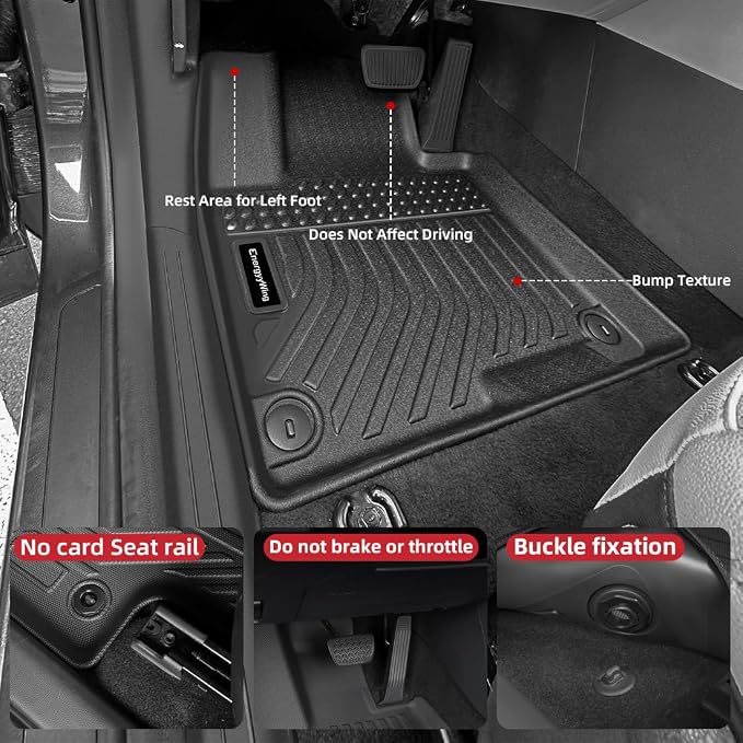 Custom Fit All-Weather TPE Floor Mats for 2015-2025 2026 Ford Edge | Full Set (1st+2nd Row+Cargo) | Fit SE/SEL/Titanium/Sport/ST/ST-Line | Non-Slip, Waterproof & Easy to Clean Black Car Accessories