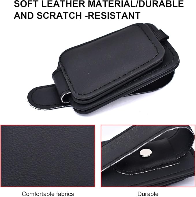 2 Pack Magnetic Leather Car Visor Sunglass Holder | Leather Glasses Eyeglass Hanger Clip for Car, Sunglass Clip Glasses Holder for Car Visor