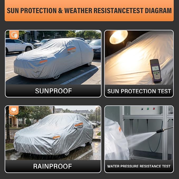 Kayme SUV Car Cover Waterproof All Weather - See Vehicle Size Chart for Accurate Fit - Outdoor Full Exterior Cover Sun Rain Snow. RAV4 Encore Wrangler Venue CX-3 CX-30 etc. Size S1 (See Size Chart)