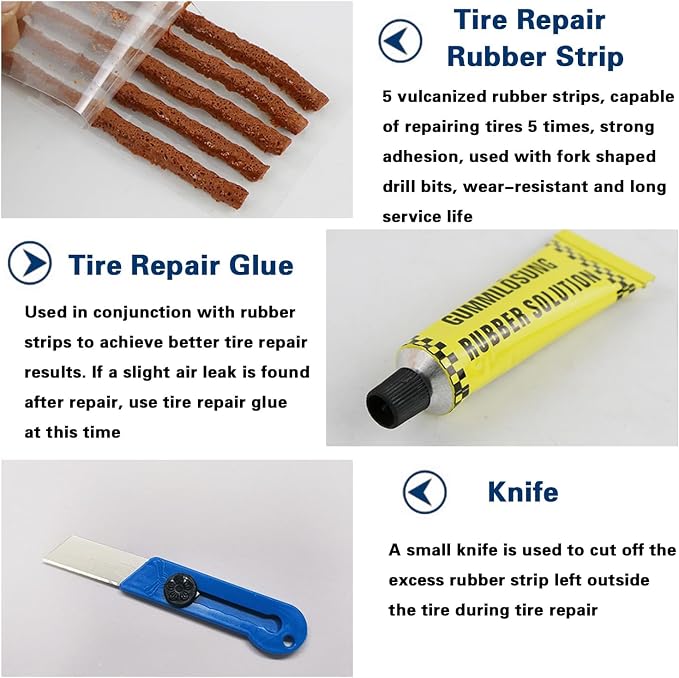 Tire Repair Nail Vacuum Tire Repair Kits Tire Screws Plug Fast Tool Self-Service Suitable for Car Motorcycle Jeep Tire Puncture Repair (50Pcs)