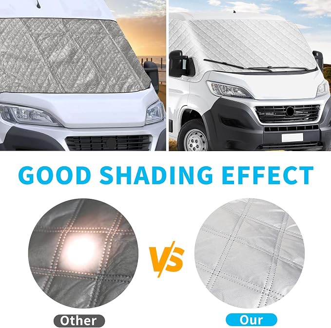 Windshield Sun Shade for 2014-2026 Dodge Ram Promaster, External 5-Layer Reflective Sunshade for 2014-2026 Dodge Ram Promaster