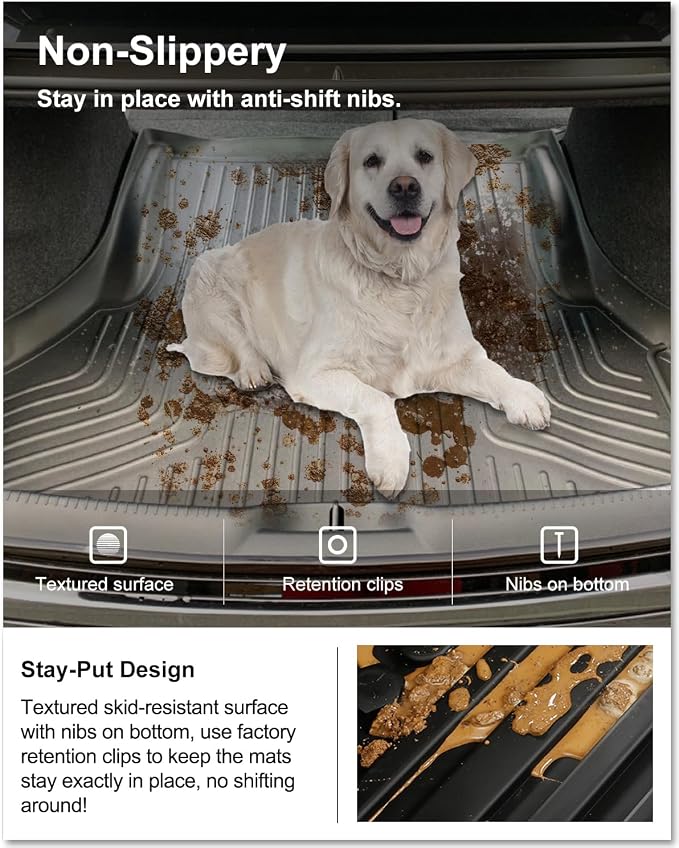 Kiwi Master Cargo Mat for 2011-2023 Dodge Charger/Chrysler 300 | Custom Fit All Weather Rear Cargo Liner, Heavy Duty TPE Tray Trunk Mat, Black
