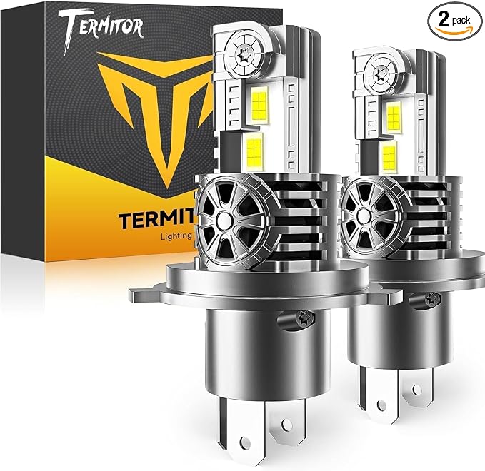 Termitor Latest H4 9003 Fog Light Bulb, HB2 Halogen for Off-road | 50K Lumens, 6500K Daylight White, No Adapter Required, Easy Install, 70,000hrs+ Lifespan, IP68, 1: 1 size, Pack of 2