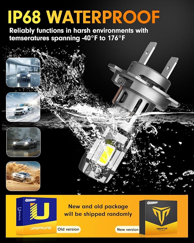 URSPRUNG 2026 Next-Gen H7/H 7LL Light Bulbs, 110000LM 1400% Ultra Bright Output, 6500K 1:1 Compact Mini Body, Plug-In Without Extra Adapter, 10 Year+ Long, CANBus Ready, Daytime Running Light Modules