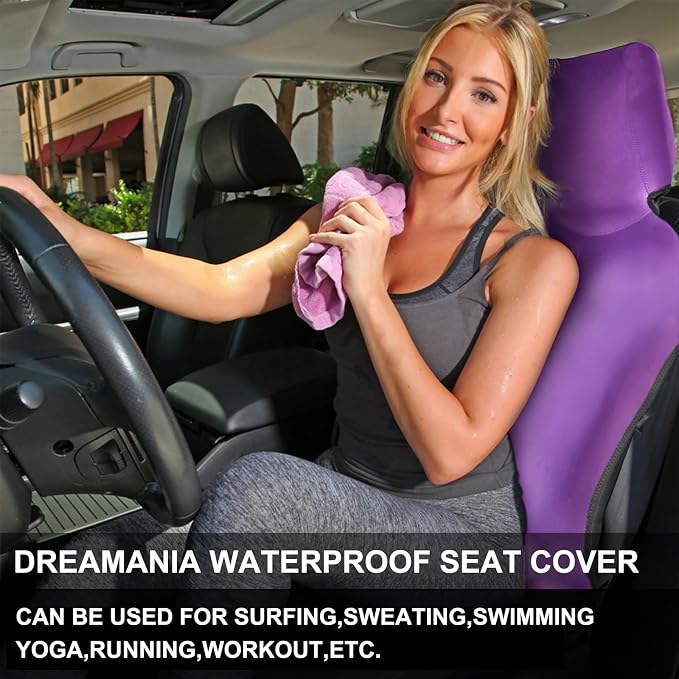 Neoprene Waterproof Car Seat Cover, Purple 1pc, Non-Slip | Car Seat Protector, Sweat-proof, Universal Fit SUV & Truck, Machine Washable, For Gym, Yoga, Pets, Workout, Beach, Swimming