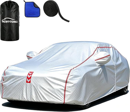 Car Cover for Sedan, Waterproof All Weather Heavy Duty, 360° Underbody Wrap Windproof Design, Quick Install Outdoor Vehicle Cover, Fits up to 177 in