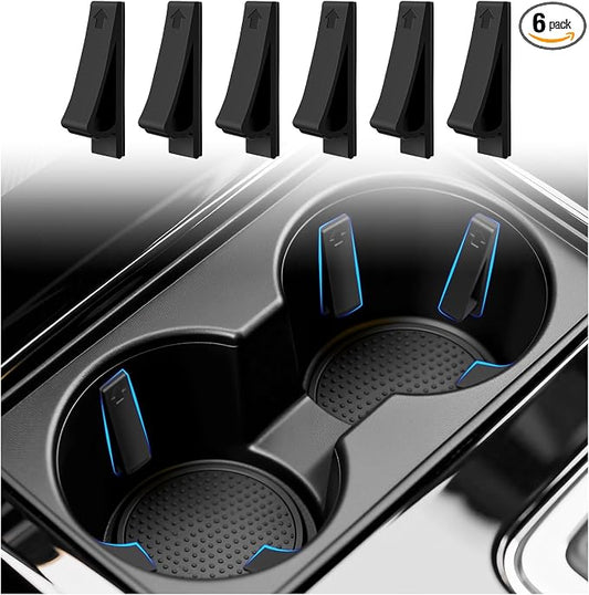 6PCS Car Cup Holder Insert Silicone,Anti-Shake Curve Car Coasters Cupholder Stabilizer for Holding Cups/Bottles,Universal Self-Adhesive Cupholder Insert for Cars/SUVs/Trucks