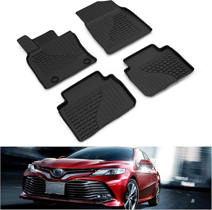 Kiwi Master Floor Mats for 2018-2024 Toyota Camry | OEM Replacement ‎PT908-03180-20, Custom Fit All Weather Car Mats, Heavy Duty TPE Floor Liners, Front & Rear 2 Row Set, Black