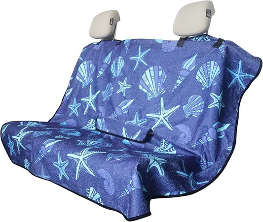 Back Seat Cover for Car Trucks Van SUV Jeep,Waterproof Rear Bench Towel Seat Covers for Dogs and Kids,Automotive Backseat Protector (Conch Shells Starfish)