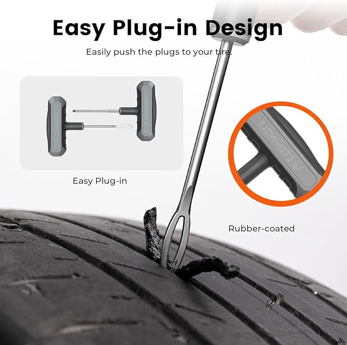 ETENWOLF Tire Repair Kit 42 Pcs, Heavy Duty Tire Plug Kit to Fix Punctures | Tire Repair Tool with Plugs for Car, Motorcycle, ATV, Jeep, Truck, Tractor, Gifts for Him Her Men Women, Grey