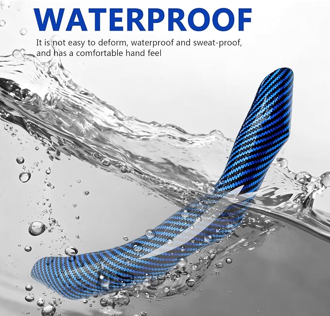2Pcs Carbon Fiber Steering Wheel Cover, Cool Irregular Shape Grip & Anti-Slip Lining Segmented Design Steering Wheel Protector for Car Interior Accessory, Stylish & Sporty (Blue)