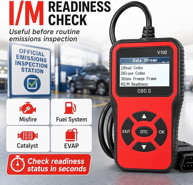 V100 OBD2 Diagnostic Diagnostic Tool Tool, Code Reader, Engine Light Diagnostic Tool, Battery Voltage Tester, for OBD2 Cars & Trucks Since 1996