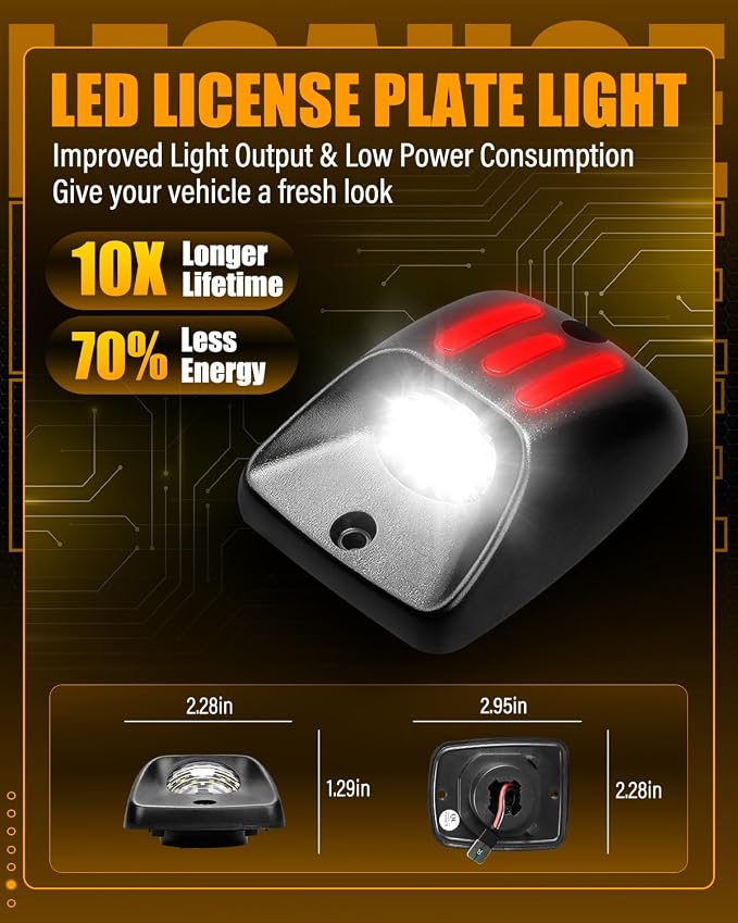 LESAUCE LED License Plate Lights Red OLED Neon Tube Assembly Replacement for 1995-2004 Toyota tacoma, Rear Tag Light 6000K White, Pack of 2
