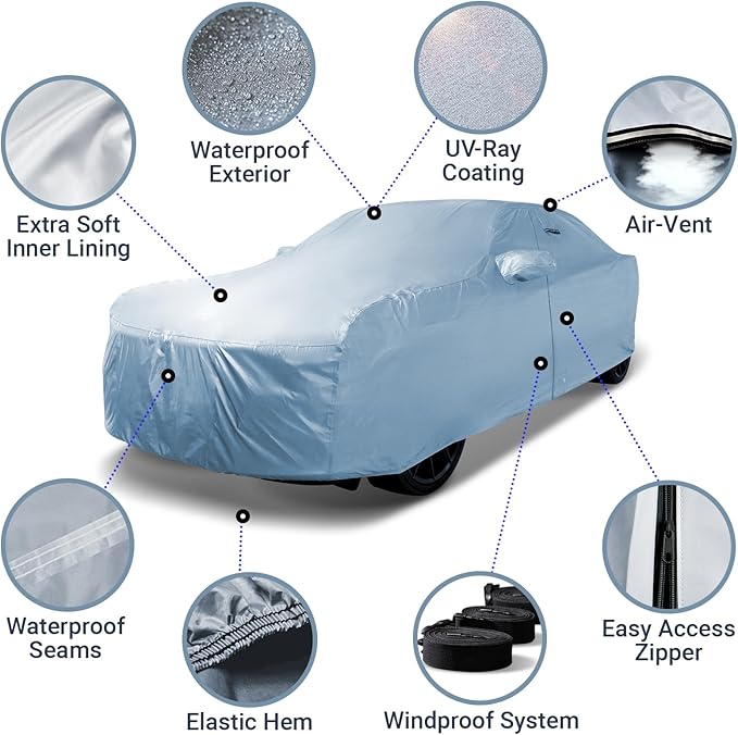 iCarCover Custom Car Cover for 2020-2026 Toyota GR Supra, Waterproof All Weather Rain Snow UV Sun Protector Full Exterior Weatherproof Indoor Outdoor Car Cover with Strap