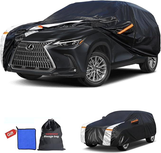 Multi-Layer Car Cover Custom Fit for Lexus NX/NX250/NX300/NX350(2014-2026), 100% Waterproof All Weather for Automobiles, Gift with Towel, Heavy Duty Car Covers for Rain Sun UV Protection with Zipper.