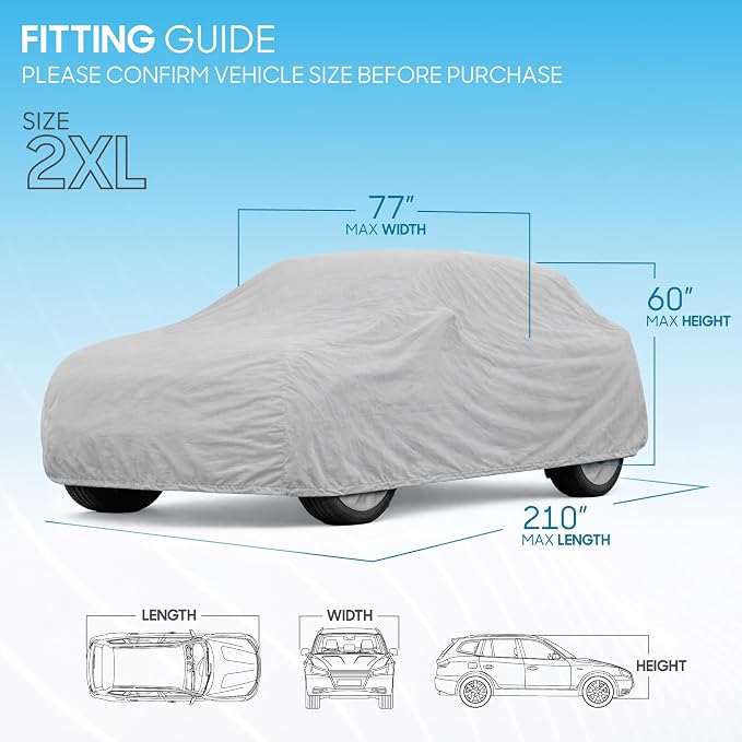 BDK SUV & Van Car Cover – Water-Resistant Indoor/Carport Vehicle Cover with UV & Dust Protection, Breathable Fabric & Soft Scratch-Proof Lining – Fits Large SUVs, Vans up to 210" (210L x 77W x 60H)