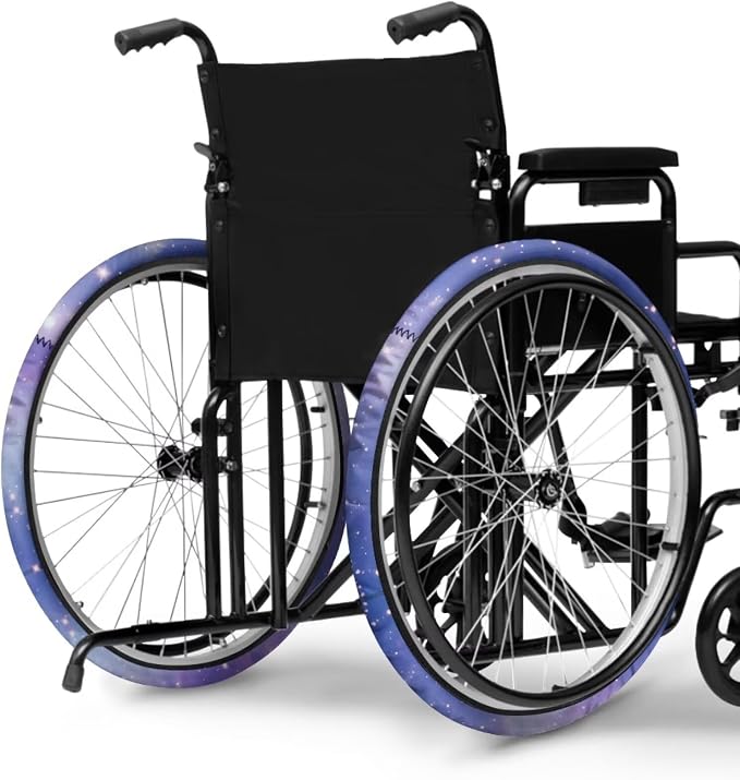 Purple Galaxy Wheelchair Wheel Covers Non-Slip Wheelchair Accessories Tyre Covers to Protect Floors Carpets Fits 24" Wheels Set of 2 Pairs