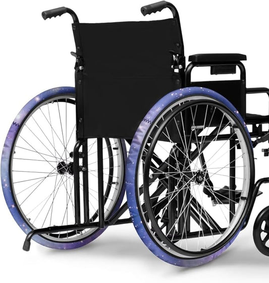 Purple Galaxy Wheelchair Wheel Covers Non-Slip Wheelchair Accessories Tyre Covers to Protect Floors Carpets Fits 24" Wheels Set of 2 Pairs