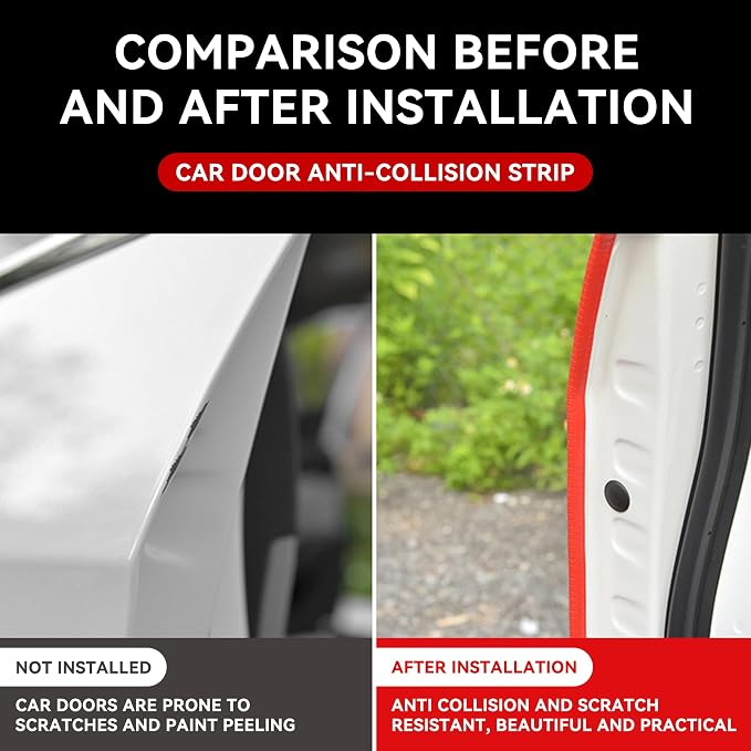 Car Door Edge Guards, 16Ft Universal Car Edge Rubber Seal Trim Protector, U Shape Door Edge Protector Guard, Aluminum Boat Edge Guards, Car Decoration Accessories for Most Car (Red)