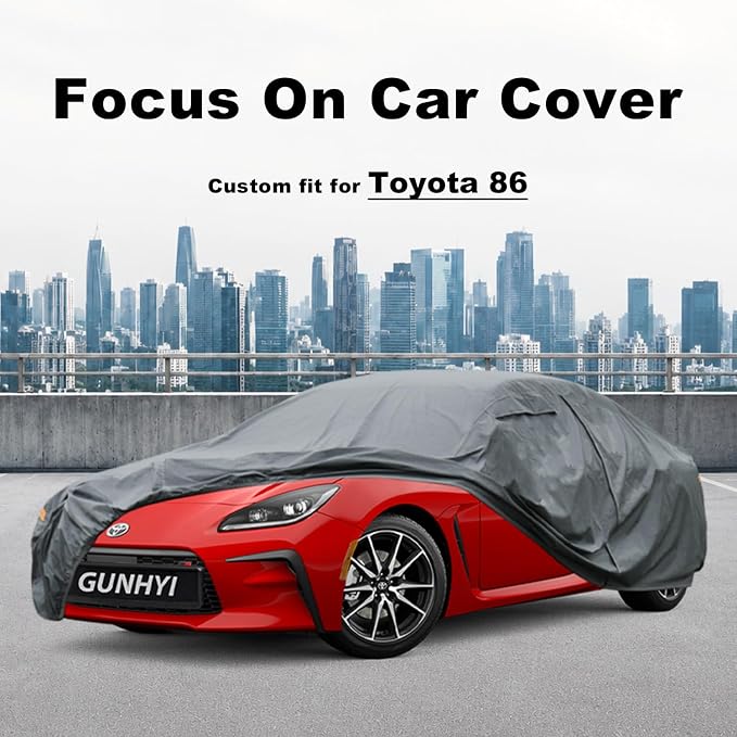 GUNHYI Premium Car Cover Custom Fit Toyota 86/GR86, 16 Layers Heavy Duty Car Cover Waterproof All Weather with Zipper Door for Sun Rain Snow Dust Uv Protection