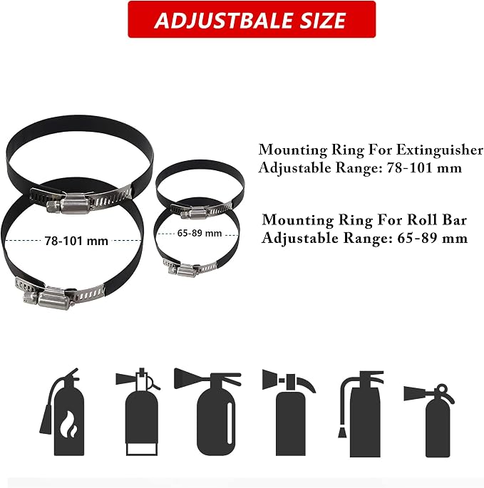 Aluminum Quick Release Fire Extinguisher Mount for 1-10LB Extinguisher | Fit Most Vehicle, Adjustable Roll Bar Holder Compatible with Jeep Wrangler TJ/JK/JL/JKU, Polaris RZR, Ranger, Can-Am X3, Gold