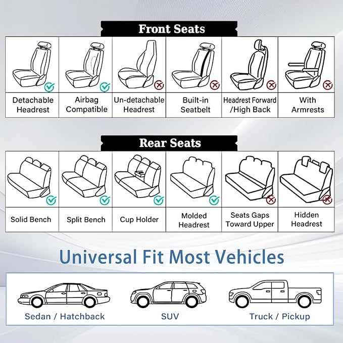 WELLDO Car Seat Cover, 2 Seats, Brown | Waterproof, Scratch-Resistant, Breathable & Easy to Clean, Universal Fit for SUV Sedan Truck, Full Set