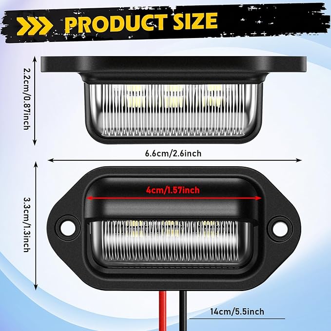Mudder 8 Packs LED License Plate Light 12V-24V DC Waterproof License Plate 6-SMD Lamp Taillight Tag Lights for Trailer Truck SUV VAN RV Trucks and Boats