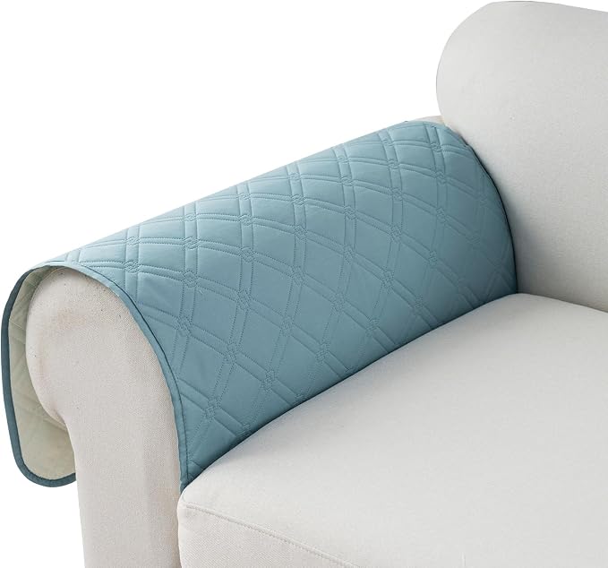 Genina Sofa Armrest Cover, Anti-Slip Armchair Slipcovers for Dogs Cats Pet, Water Resistant Couch Arm Cover for Backrest Recliner Loveseat, L Shaped Sofa, 23.6 x 27.5 Inches（2 Pieces）