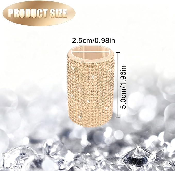 Upright Car Chapstick Holder, Bling Insulating Lip Balm Holder,Rhinestone Car Accessories for Women Interior ,Suitable for Most Vehicles. (Champagne Gold)