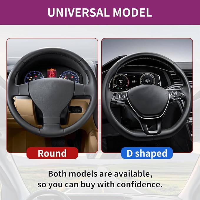15 Inch Leather Steering Wheel Cover, Automotive Accessories Breathable Anti-Slip Elastic Soft Wheel Protector, Fit for Most SUVs Trucks and RVs (Purple)