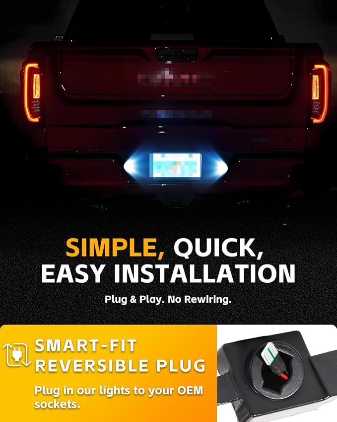 LED License Plate Lights Fit for 2014-2023 Chevy Silverado GMC Sierra 1500 2500HD 3500HD Pickup Truck, Led Rear Tag Lamp for 2015-2022 Colorado,2015-2022 GMC Canyon, 6000K Bule Light, 2 Pcs