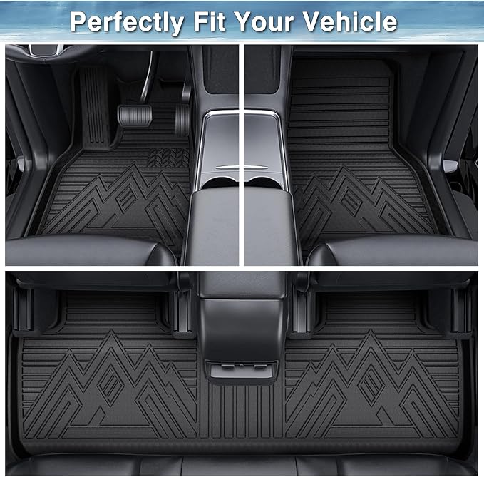 Mixsuper Custom Fit Front Floor Mats for 2014-2021 Ford Transit Connect with Vinyl Flooring and Floor Posts Only, All Weather Floor Liners Durable 1st Row Set Black