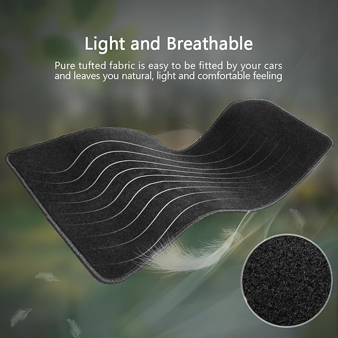 Fit 2006-2011 Honda Civic Floor Mat Black with FG Logo & Red Stitching | IKON MOTORSPORTS, Factory Fitment Front & Rear Nylon 3PC Car Floor Carpets Carpet liner 2007 2008 2009 2010
