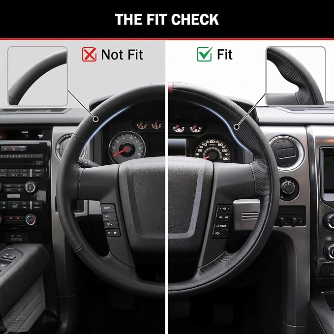Steering Wheel Cover for Ford F150 2009-2014/ Ford Expedition 2015-2017, Car Steering Wheel Cover Protector Accessories for Ford (Black)