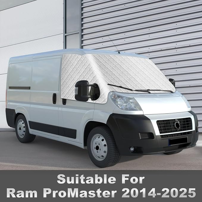 Windshield Sun Shade for 2014-2026 Dodge Ram Promaster, External 5-Layer Reflective Sunshade for 2014-2026 Dodge Ram Promaster