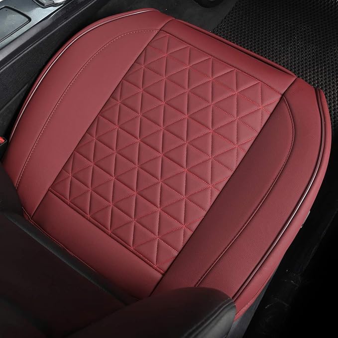Black Panther Luxury Faux Leather Car Seat Cover Front Bottom Seat Cushion Cover, Anti-Slip and Wrap Around The Bottom, Fits 95% of Vehicles - 1 Piece,Burgundy
