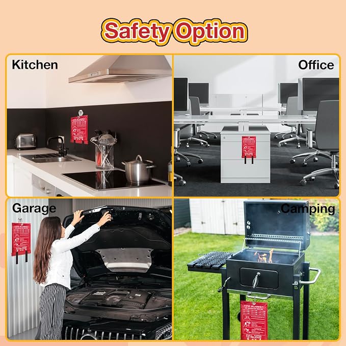 10 Pack Fire Blanket Emergency for Home Kitchen, 39 x 39 Large Emergency Fire Suppression Blankets Fiberglass Flame Retardant Protection for Home Kitchen Car Office Warehouse Camping Safety