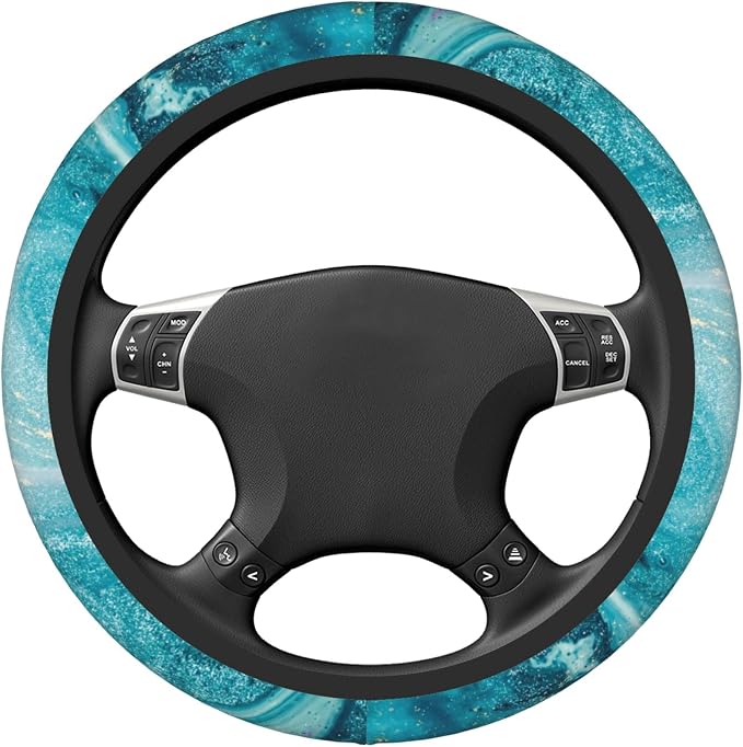 Blue Marble Steering Wheel Cover for Women Men Girls, Universal 15 Inch Anti Slip Steering Wheel Protector Car Accessories Interior for Auto Truck SUV