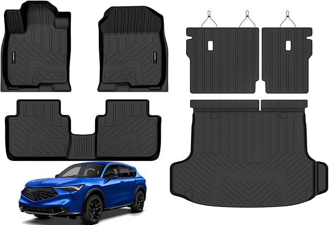 Auxko All Weather Floor Mats Cargo Mat with Backrest Mat for 2026 2025 Acura ADX TPE Liners Accessories Guard Odorless Anti-Slip Floor Liners & Trunk Liner with Back Seat Protectors for 2025 Acura ADX