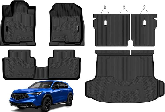 Auxko All Weather Floor Mats Cargo Mat with Backrest Mat for 2026 2025 Acura ADX TPE Liners Accessories Guard Odorless Anti-Slip Floor Liners & Trunk Liner with Back Seat Protectors for 2025 Acura ADX