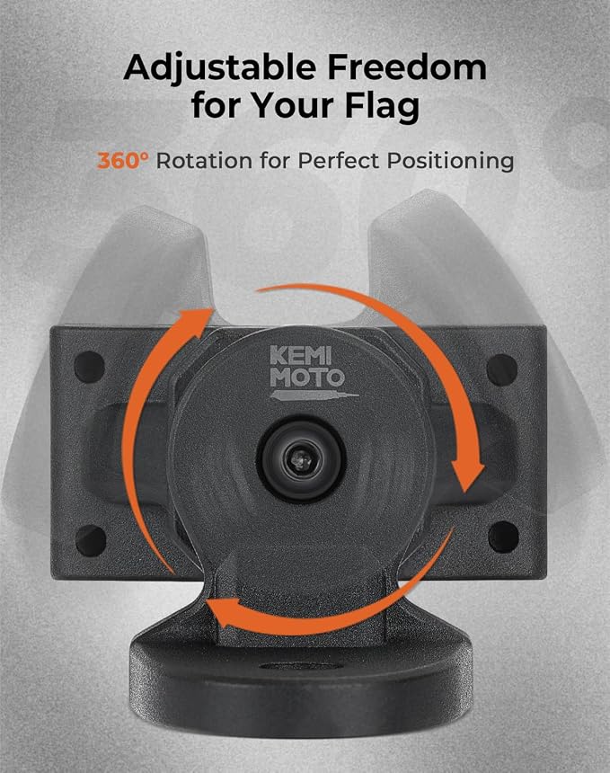 KEMIMOTO Universal 1PCS UTV Whip Mount Flag for 1.75-2 inch Roll Bar Cage | Aluminium,360° Adjustable,No Drlling Required Whip Light Mount Compatible with RZR 900 1000 XP Pro Turbo Maverick