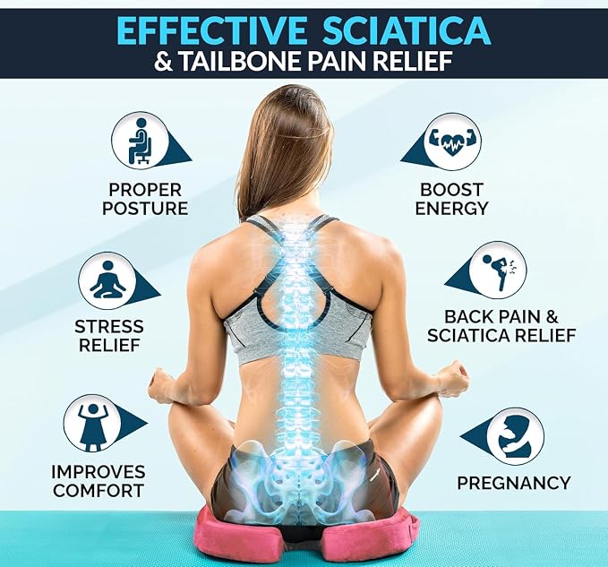 ComfiLife Premium Gel & Memory Foam Seat Cushion – Doctor Recommended Office Chair Cushion, Car Seat Cushion – Chair Cushions for Back & Sciatica Pain Relief – Seat Cushions for Office & Desk (Pink)