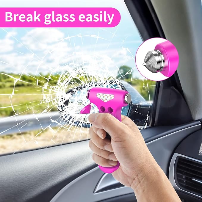 Car Safety Hammer, 3-in-1 Emergency Escape Tool with Window Breaker and Seat Belt Cutter, Safety Emergency Car Escape Tool for Car, Office, Home, 2 Pack