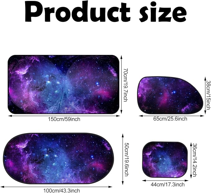 Moukeren 6 Pieces Car Windshield Sunshade Cover Set Car Window Sun Shades UV Rays Sun Visor Protector Auto Windshield Sunshades Cover for Van SUV Truck (Galaxy)