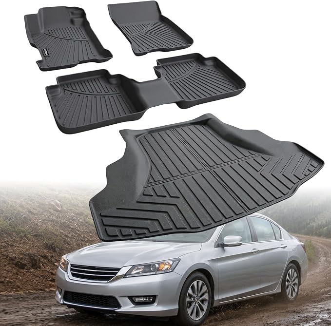 Floor Mats & Cargo Liner Compatible with Honda Accord 2013-2017 Only Fuel(Sedan),All Weather Protection TPE, Anti-Slip Trunk Mat Compatible with Honda Accord 2013 2014 2014 2016 2017 Accessories