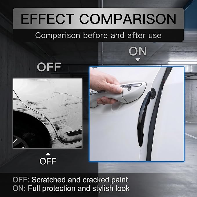 4 PCS Car Door Side Edge Protection Guards, PVC SRS Anti-collision Bumper Protector, Flexible Waterproof Door Edge Cushioning Strip, Universal Self-adhesive Accessory for Most Cars (Black)