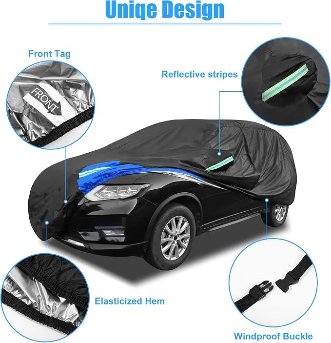 X AUTOHAUX YL SUV Car Cover Waterproof Snowproof All Weather for Car Outdoor Full Car Cover Rain Sun Protection Universal Fit for SUV 182"-190"