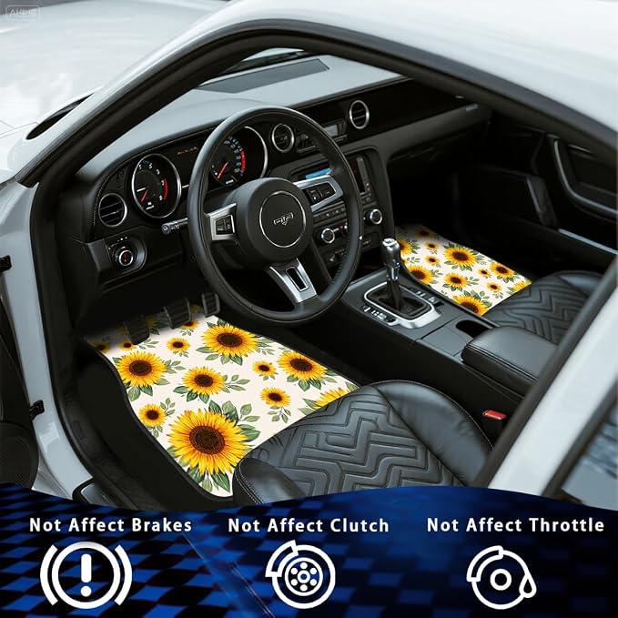 Turkish Persian Blue Car Floor Mats Bohemian Floral Carpet Front Rear Carpets Mat Decorative Car Floor Carpets Non-Slip Auto Car Accessories Universal Fit for Car SUV Truck Van